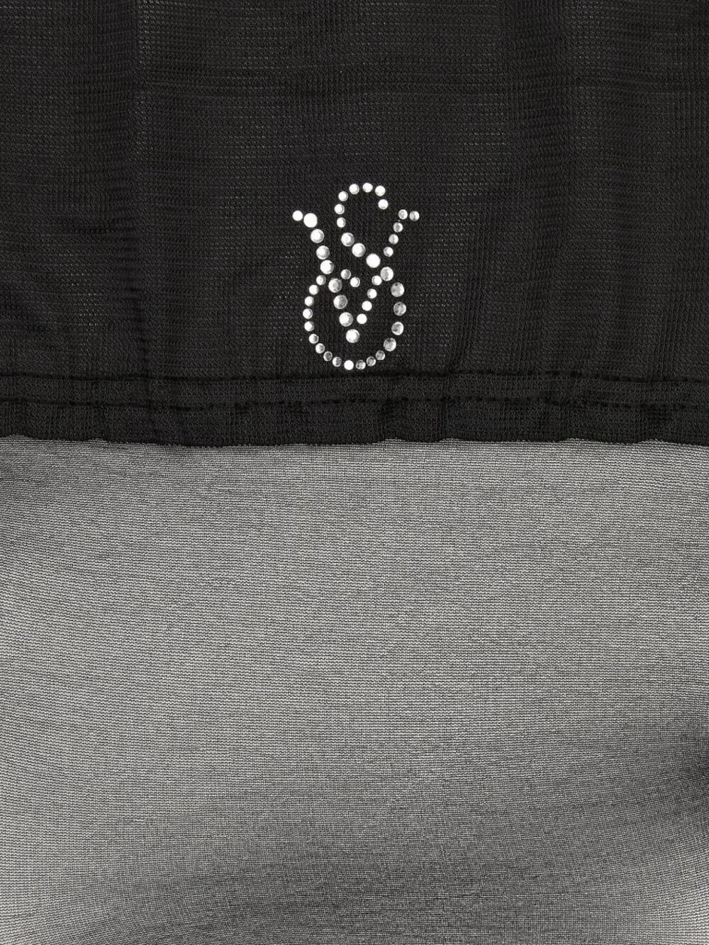 Victoria's Secret Black Crystal Logo Band Thigh Highs Hosiery SMALL NWT